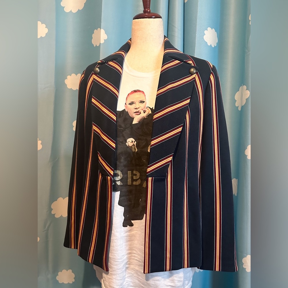 Chico's Navy Striped Blazer with Gold Accents - Picture 5 of 6